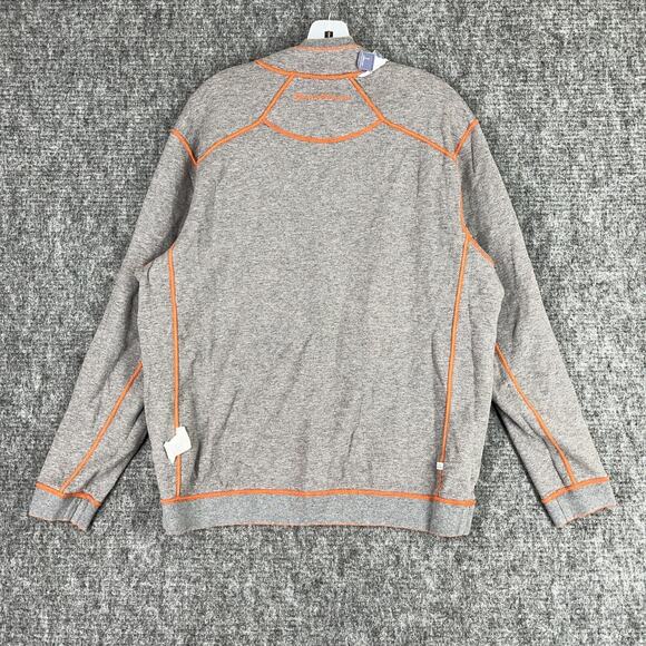 Tommy Bahama Sweater Mens Large Orange Reversible Heavyweight Quarter Zip Ribbed - Picture 4 of 11